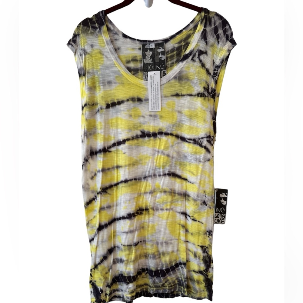⭐️NWT⭐️ Young fabulous & Broke Yellow, Black & White Tie-dye Short Sleeve Shirt